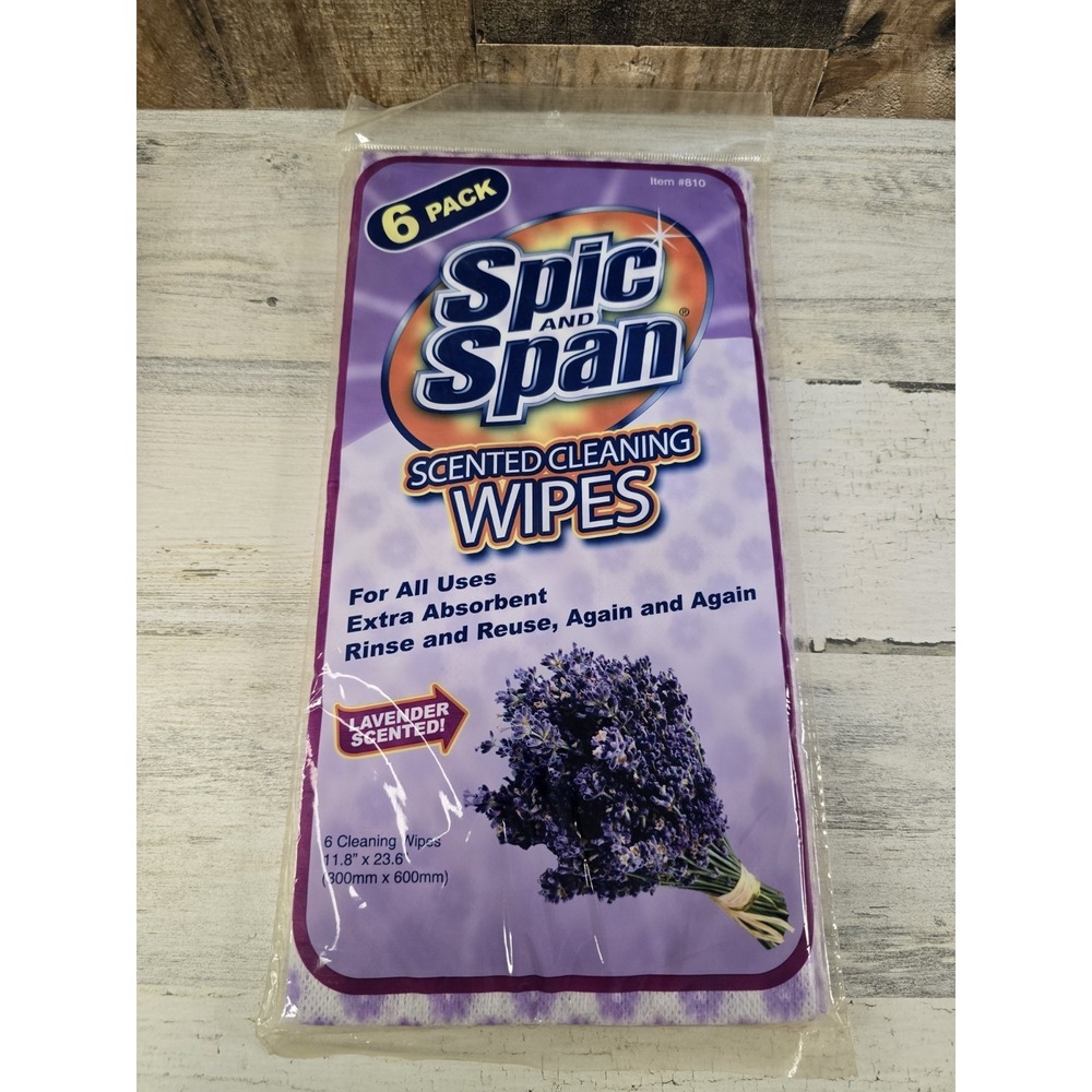 Spic and Span Lavender Scented Cleaning Wipes 6 Pack Reusable Cloths Item 810